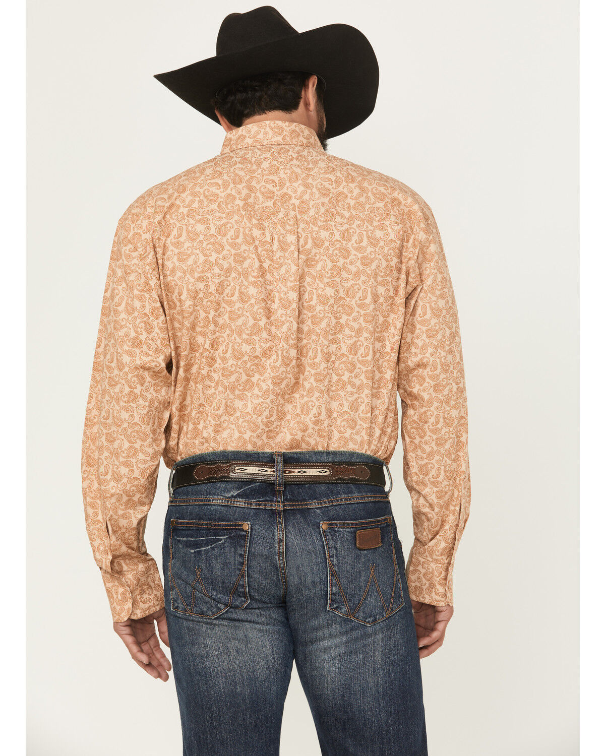 Image #4 - George Strait by Wrangler Men's Paisley Print Long Sleeve Button-Down Stretch Western Shirt, Brown, hi-res