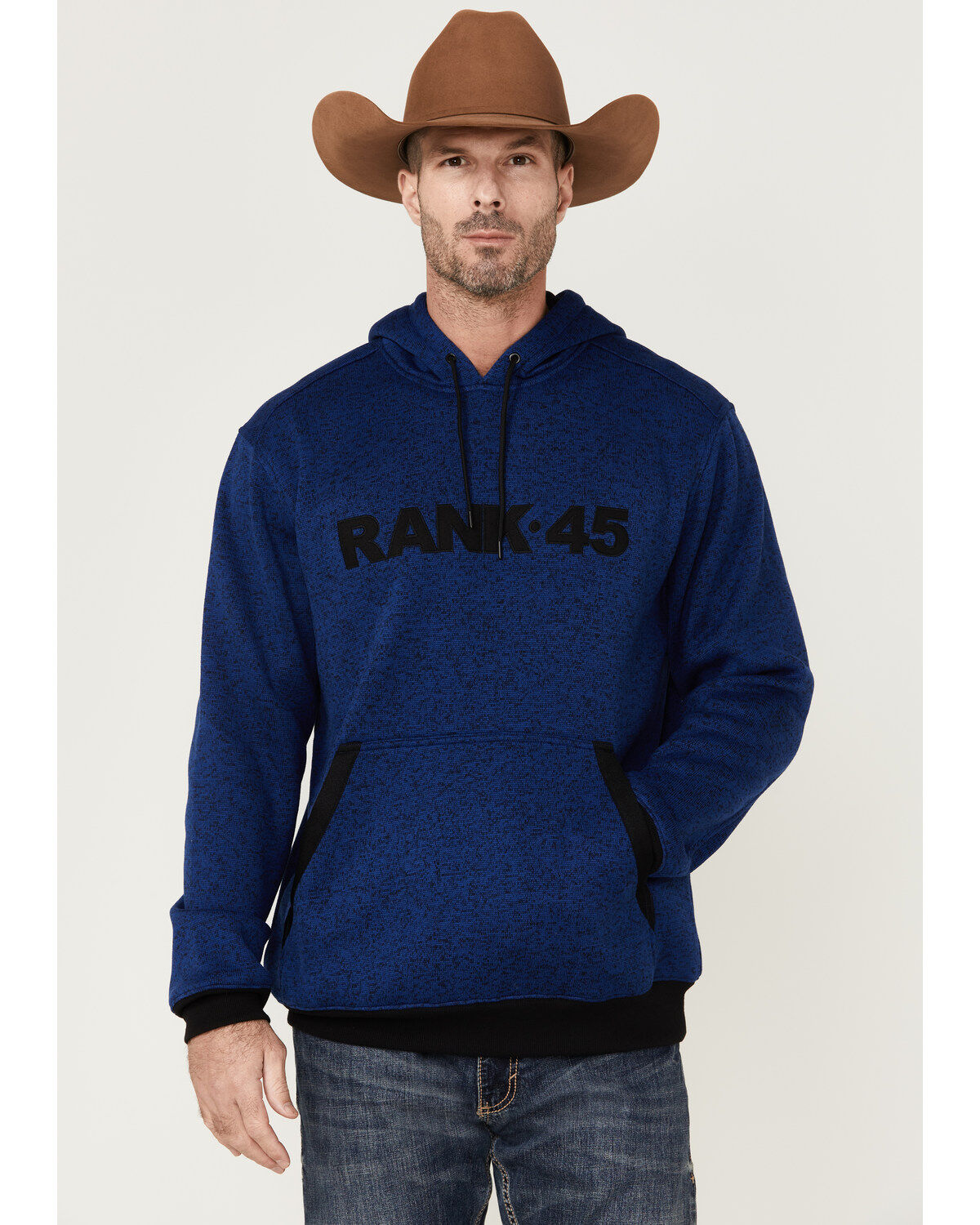 Image #2 - RANK 45® Men's Ranhan Logo Hooded Sweatshirt, Blue, hi-res