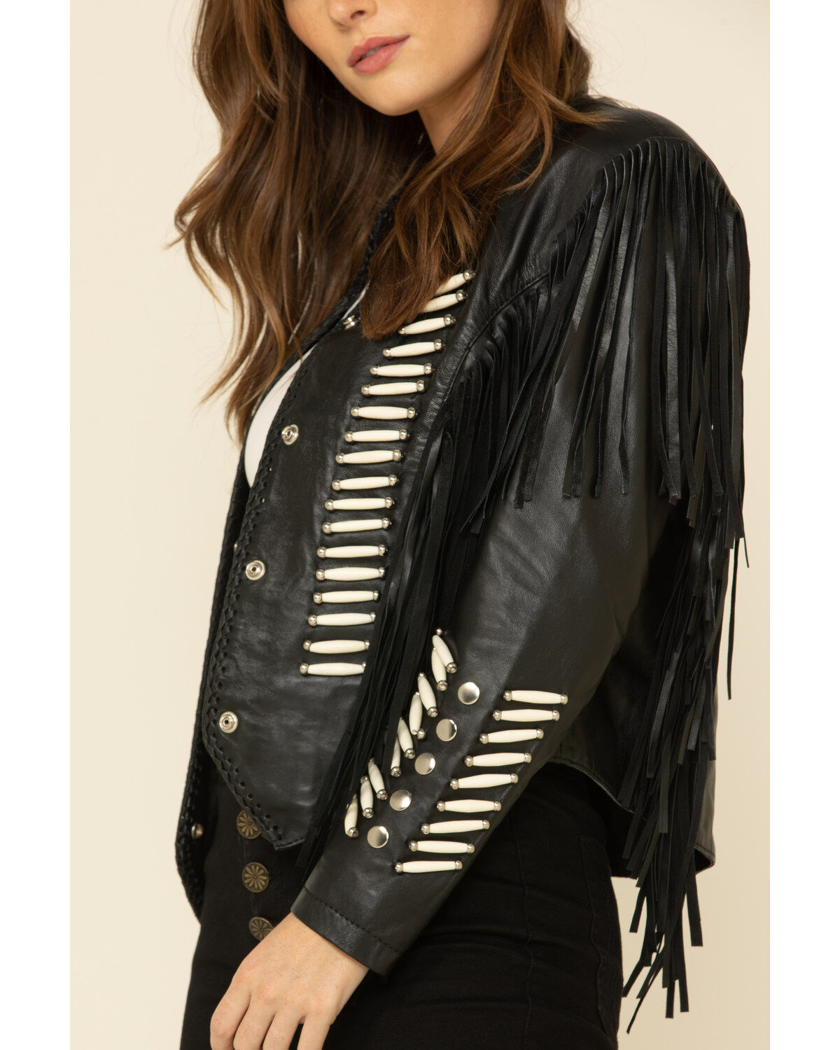 Image #3 - Liberty Wear Women's Black Fringe Sheep Napa Jacket, Black, hi-res