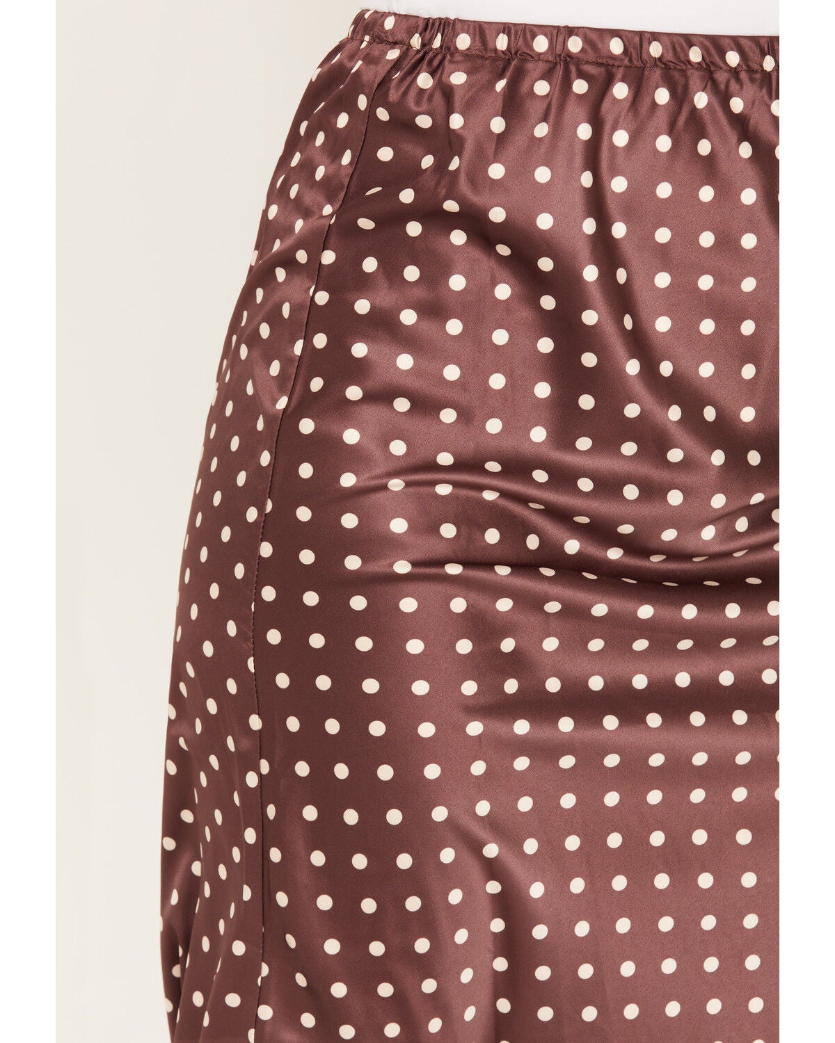 Image #2 - By Together Women's Polka Dot Satin Midi Skirt, Chocolate, hi-res