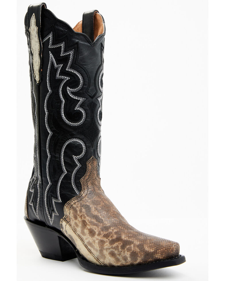 Dan Post Women's Karung Snake Black Exotic Western Boot - Snip Toe , Black, hi-res