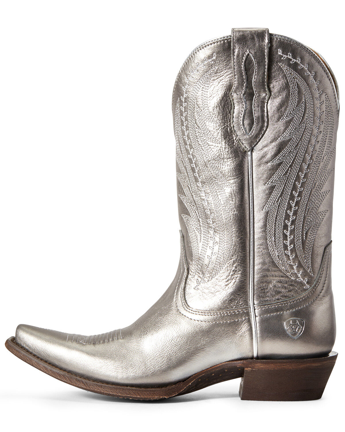 silver metallic boot