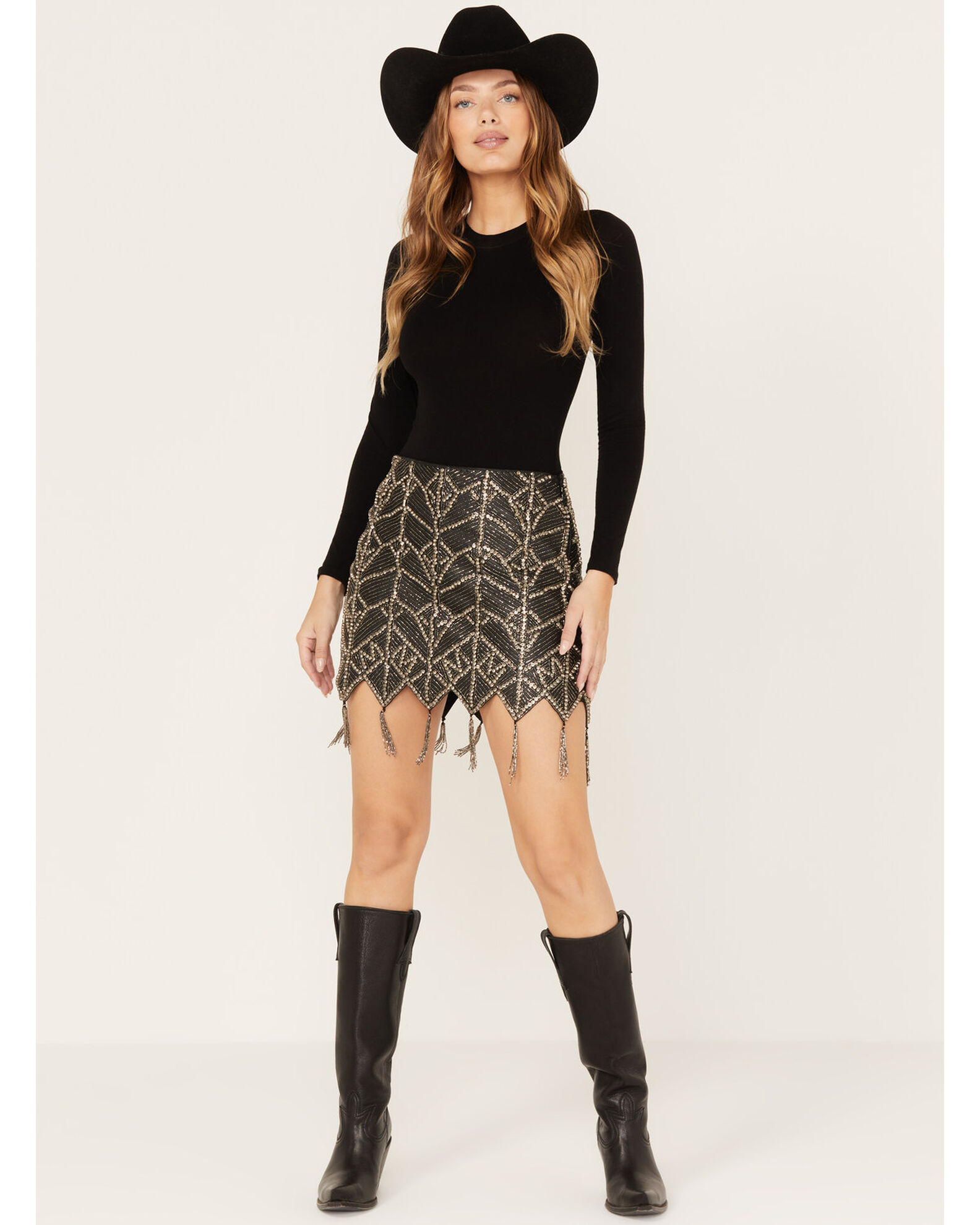 Wonderwest Women s Beaded Tassel Mini Skirt Boot Barn
