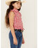 Image #2 - Wrangler Girls' Plaid Print Tie Front Sleeveless Snap Western Shirt, , hi-res