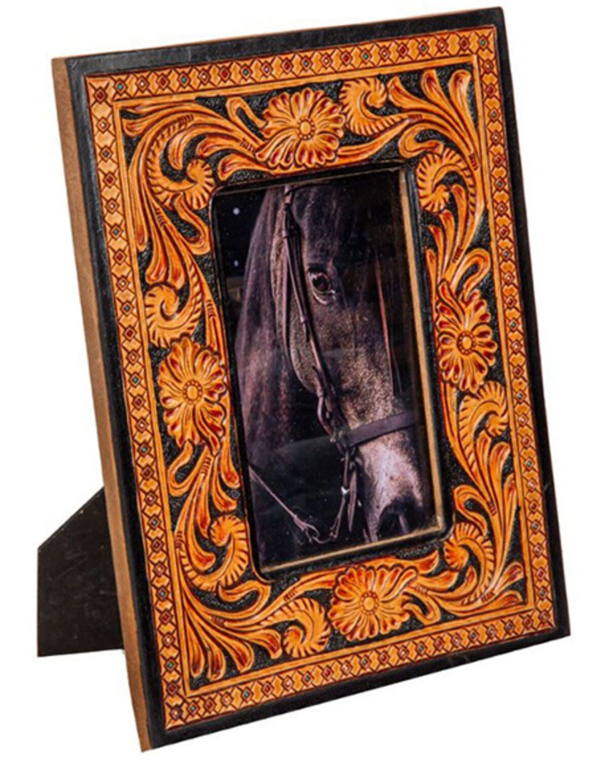 Myra Bag Classic Country Hand Tooled Photo Frame, Black, hi-res