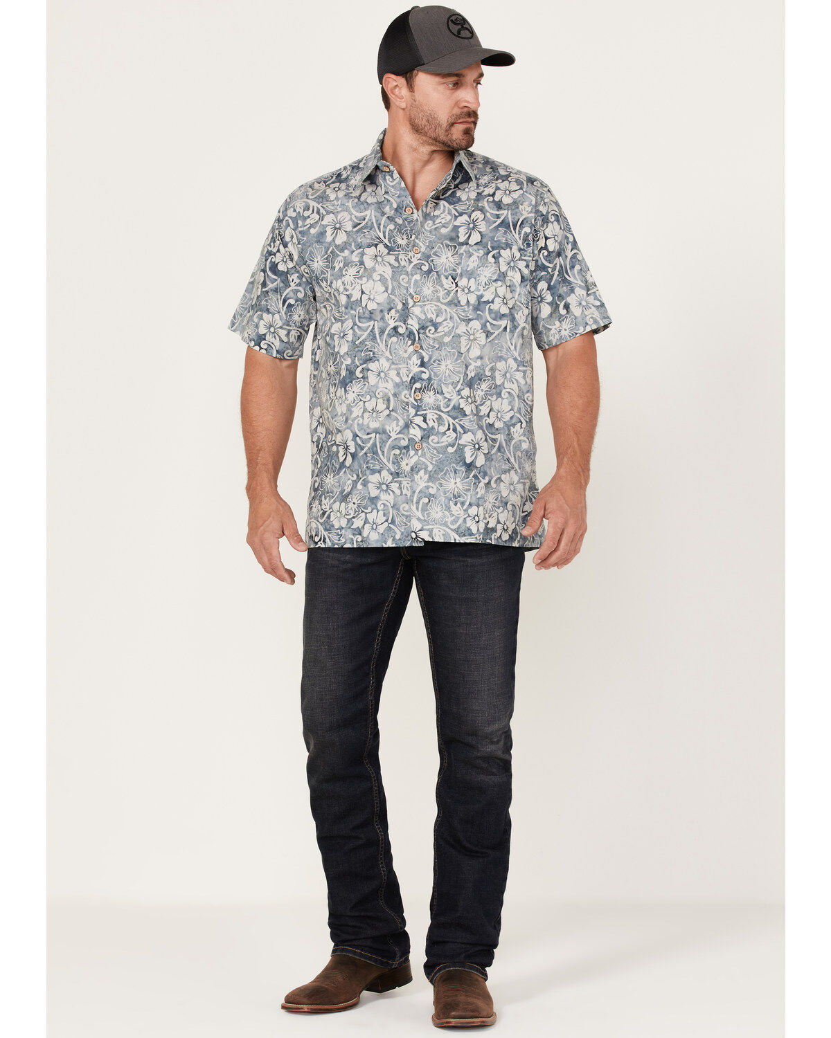 Image #2 - Scully Men's Floral Print Short Sleeve Button Down Western Shirt, , hi-res