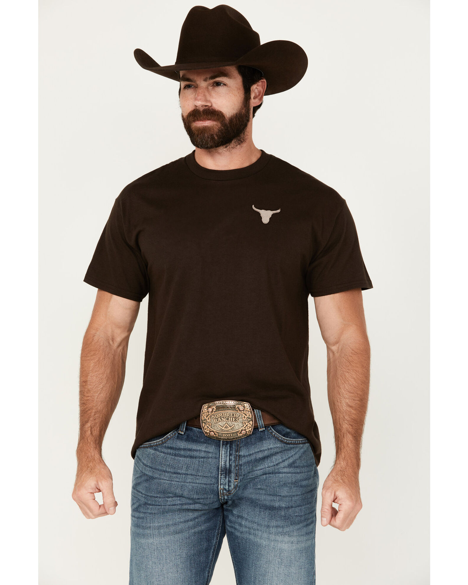 Image #1 - Riot Society Men's Bull Skull Short Sleeve Graphic T-Shirt, Brown, hi-res