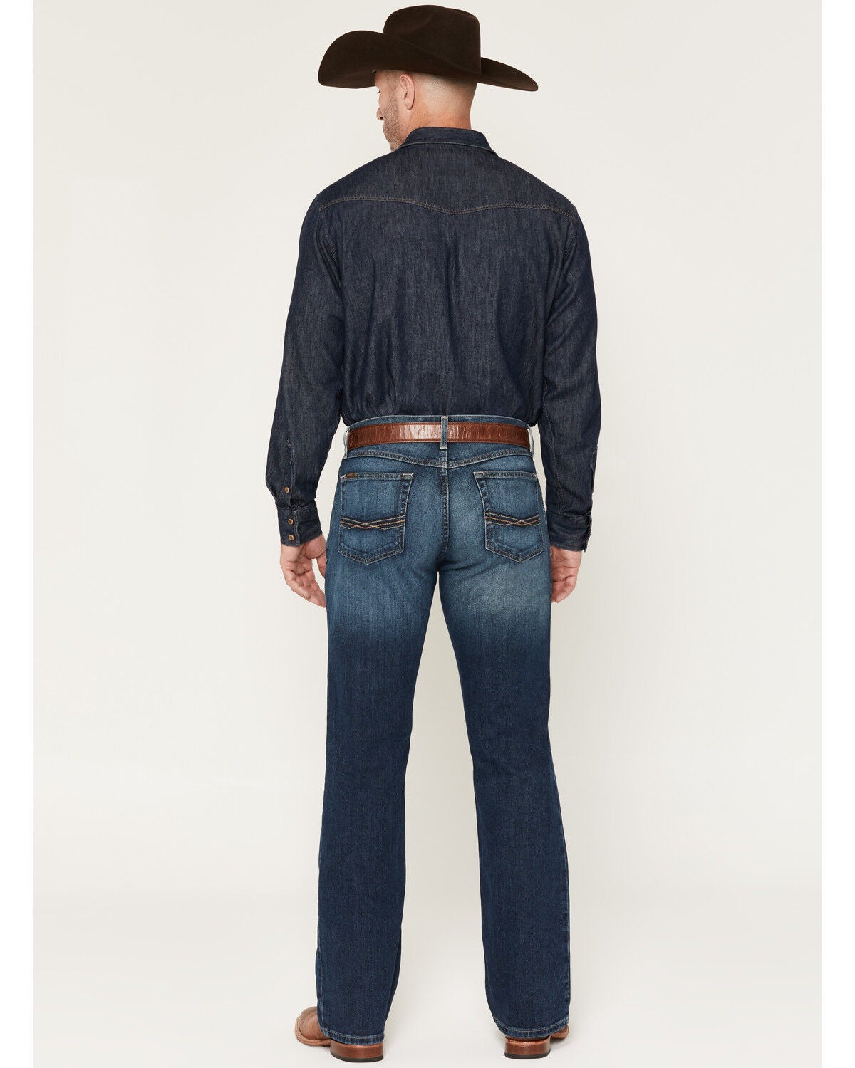Image #3 - Ariat Men's M4 Medium Wash Legacy Bootcut Stretch Denim Jeans, Blue, hi-res