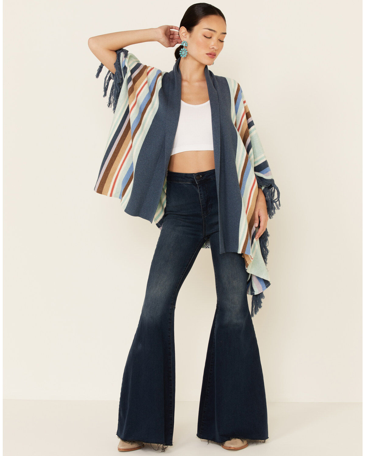 Image #2 - Tasha Polizzi Women's Topaz Ventura Serape Kimono Cardigan, Blue, hi-res
