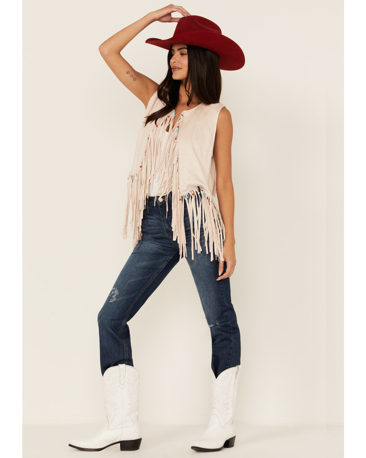 Image #2 - Tasha Polizzi Women's Magnolia Beaded Fringe Vest, White, hi-res