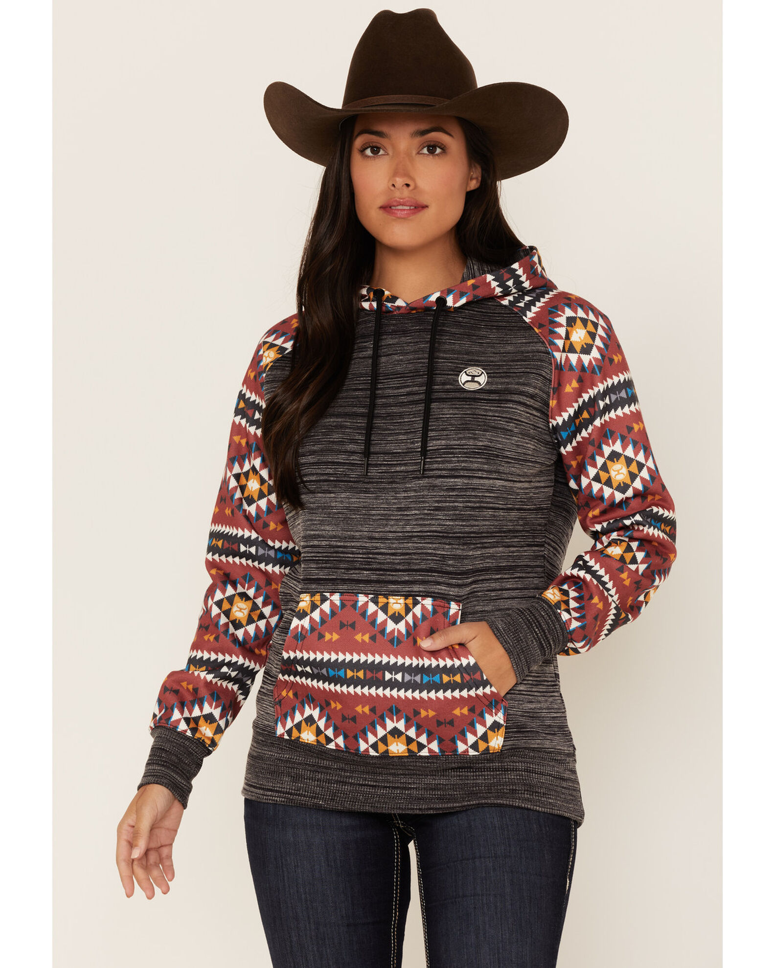 Hooey Women\'s Southwestern Contrast Print Summit Hoodie | Boot Barn