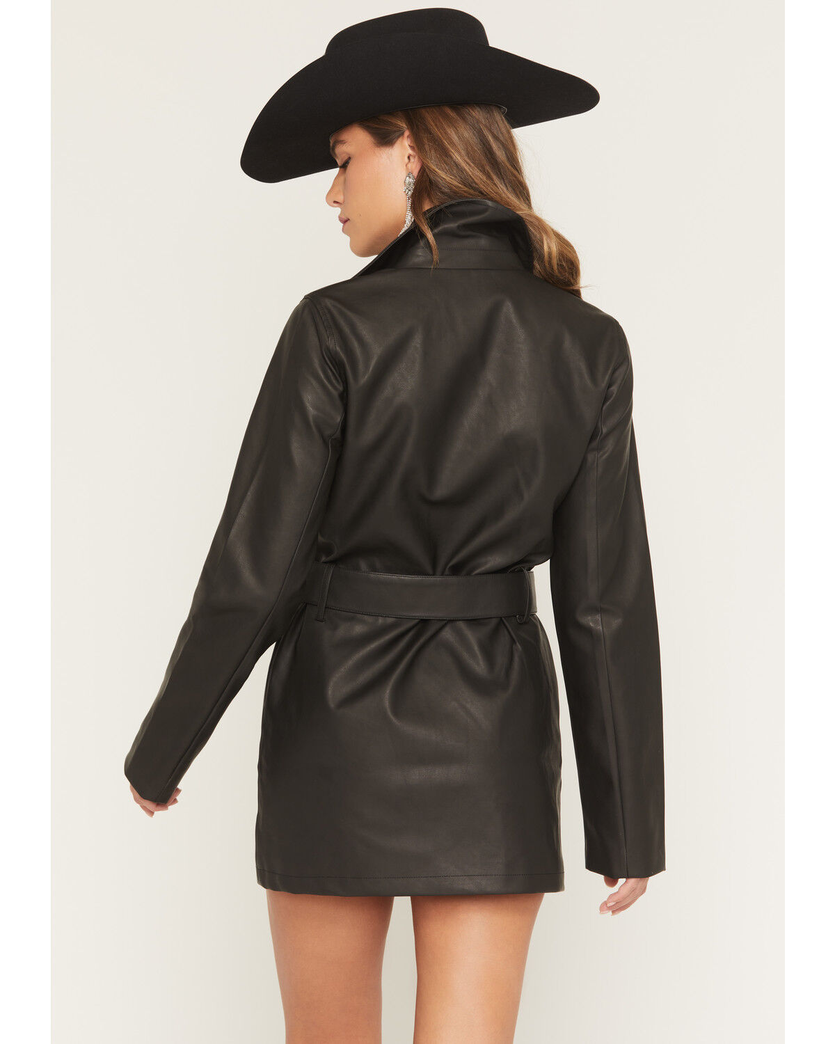 Image #4 - Show Me You Mumu Women's Faux Leather Belted Stapleton Long Sleeve Moto Mini Dress, Black, hi-res