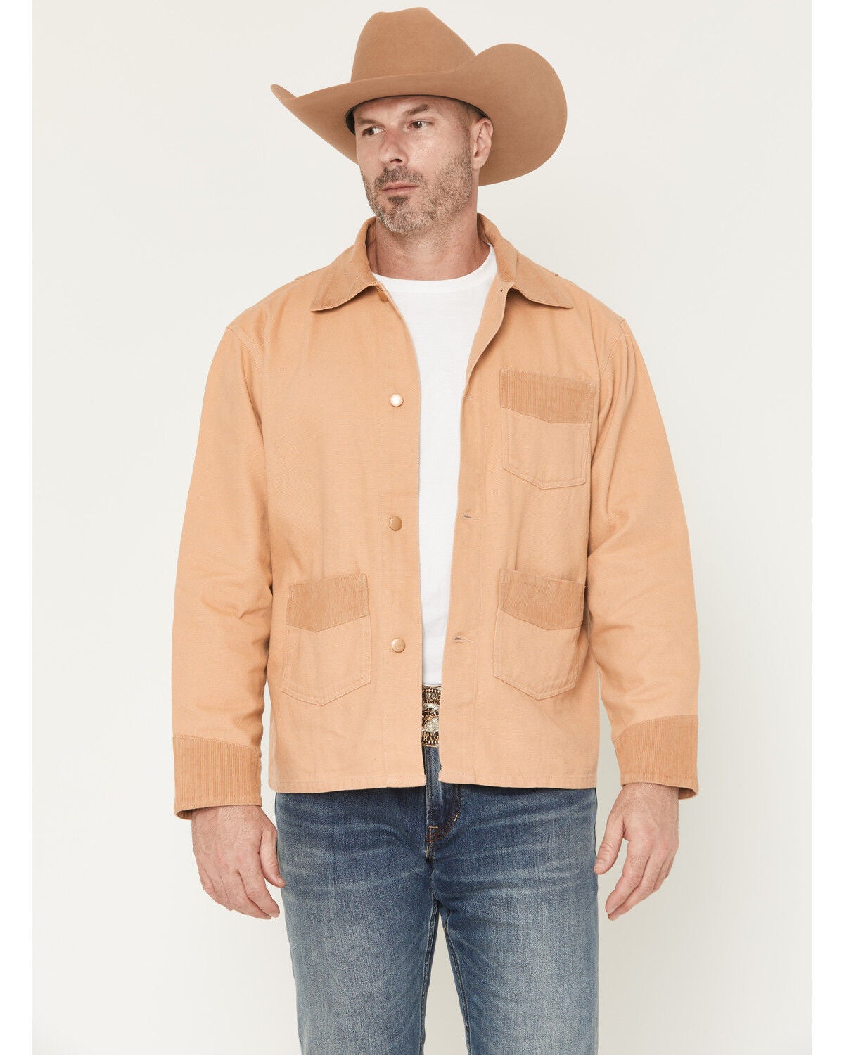 Outback Trading Co Men's Cowboy Brush Canvas Button-Down Jacket, Camel, hi-res