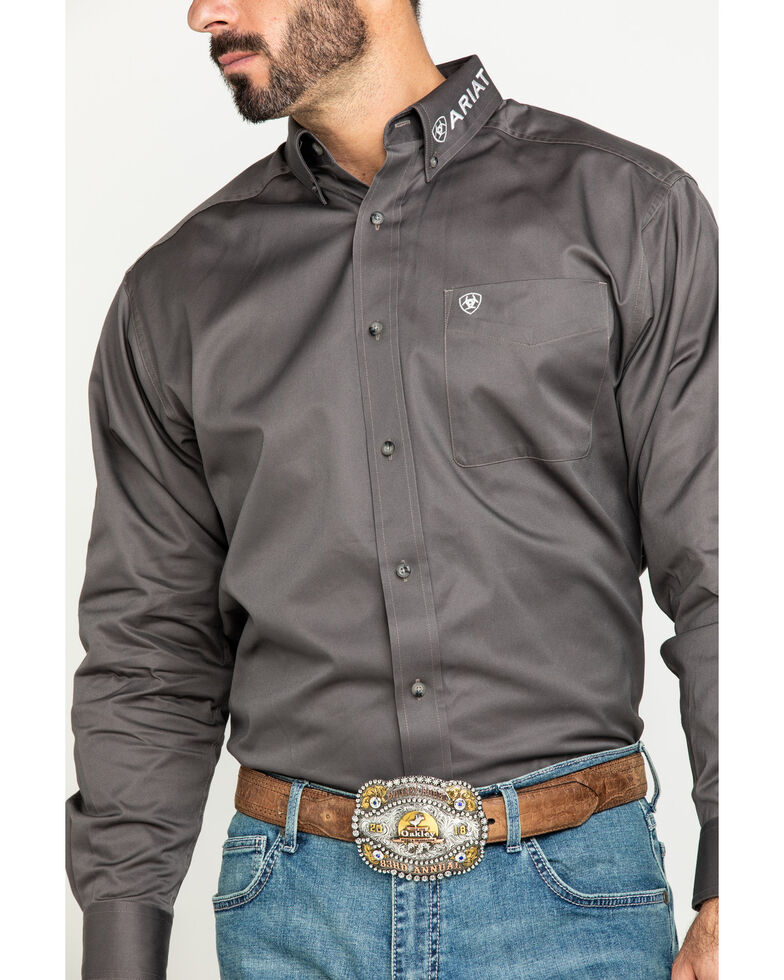 Ariat Men's Grey Team Logo Twill Long Sleeve Western Shirt - Tall