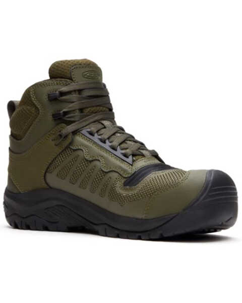 Keen Men's Reno 6" Mid Waterproof Work Boots - Composite Toe, Olive, hi-res