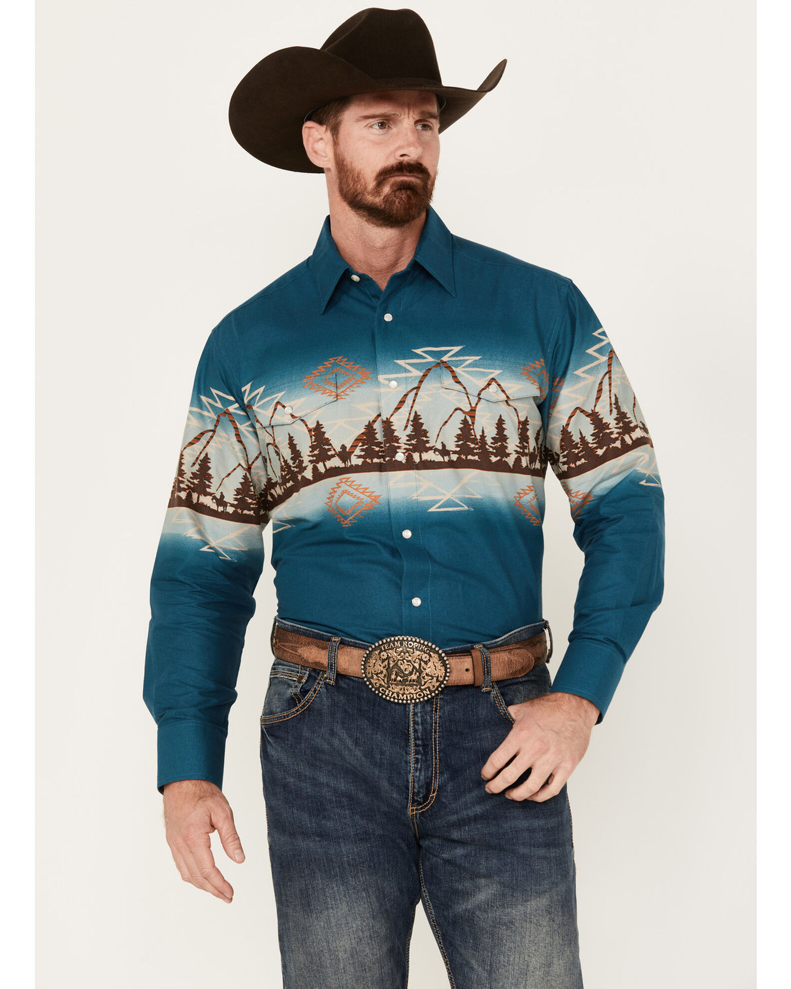 Border Town, Shirts, Border Town Vintage Western Shirt Mens Size Xl Green  Plaid Pearl Snaps