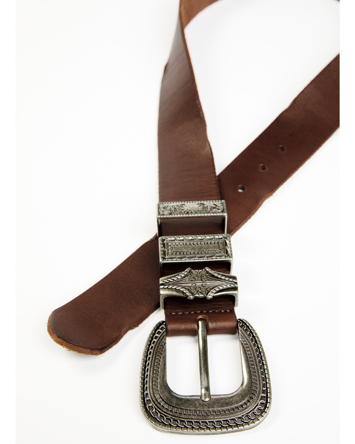 Image #2 - Shyanne Women's Triple Keeper Leather Belt, Brown, hi-res