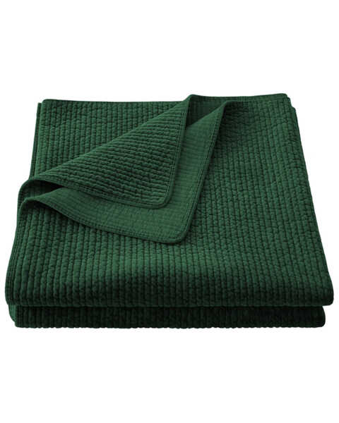 HiEnd Accents Emerald Stonewashed Cotton & Velvet 3-Piece King Quilt Set , Green, hi-res