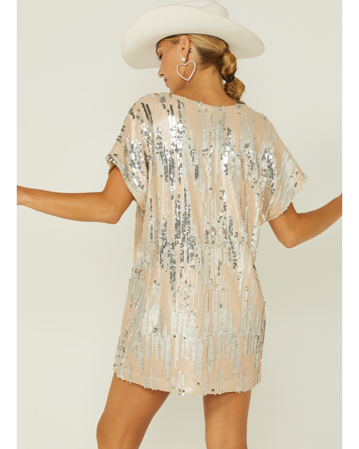 silver glitter t shirt dress