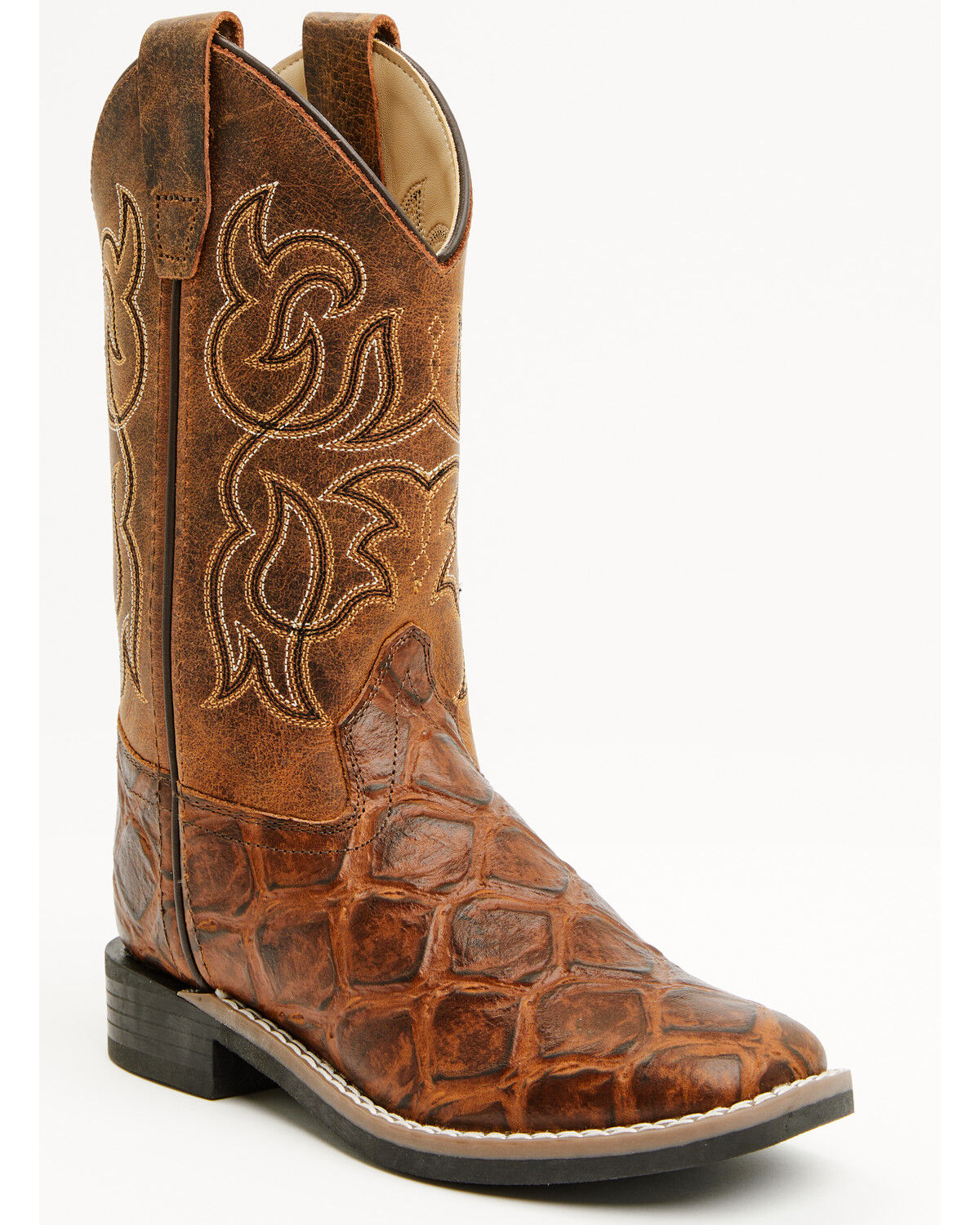 Image #1 - Cody James Boys' Duke Embossed Western Boots - Broad Square Toe, Brown, hi-res