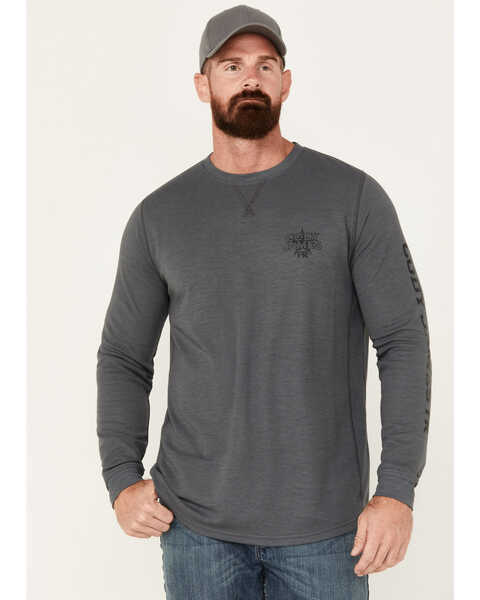 Cody James Men's FR Long Sleeve Graphic Work T-Shirt , Charcoal, hi-res