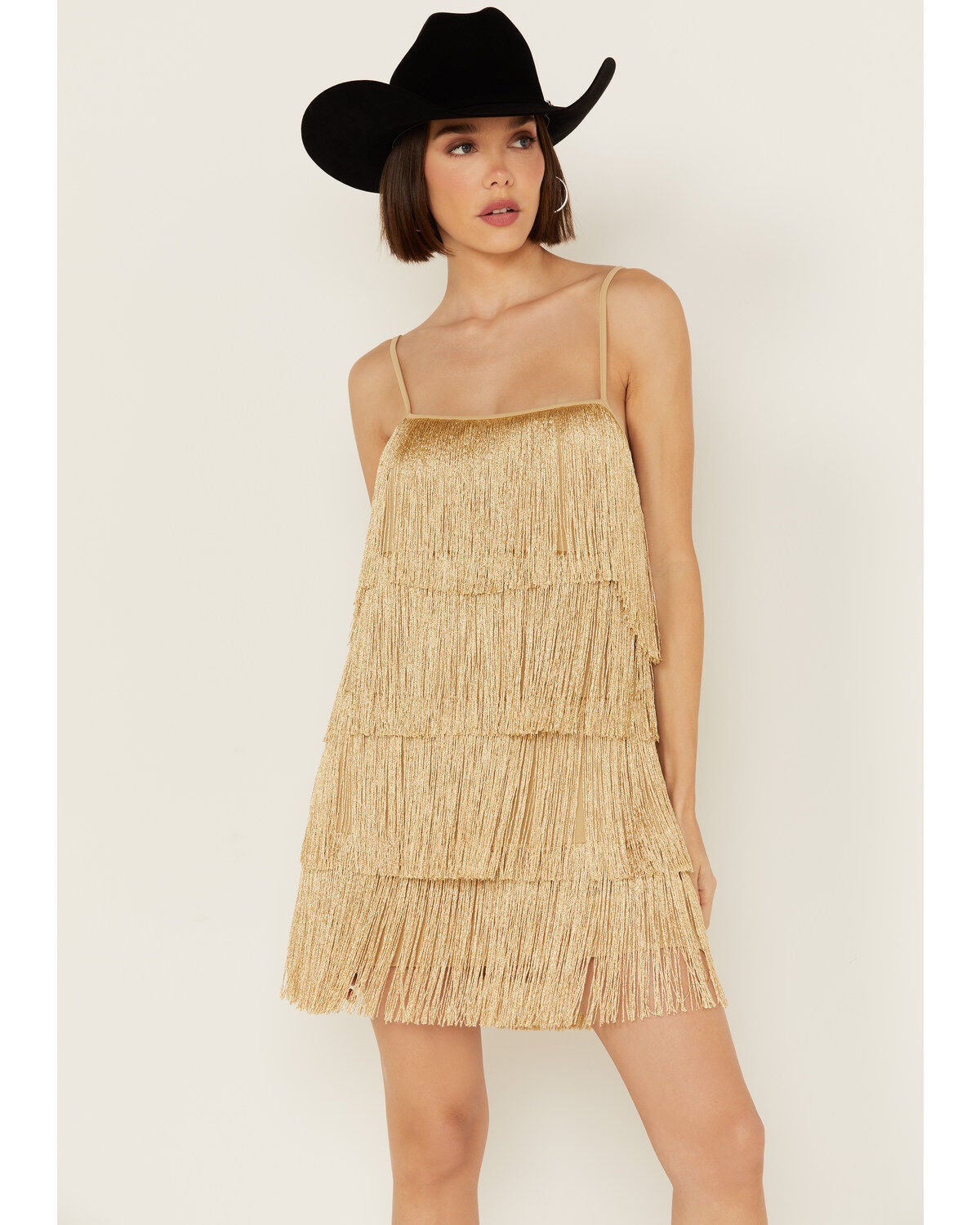 Show Me Your Mumu Women's Buchanan Fringe Mini Dress, Gold, hi-res