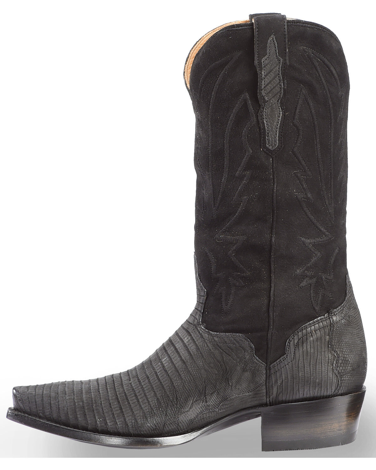 Image #3 - El Dorado Men's Handmade Lizard Black Western Boots - Snip Toe , , hi-res