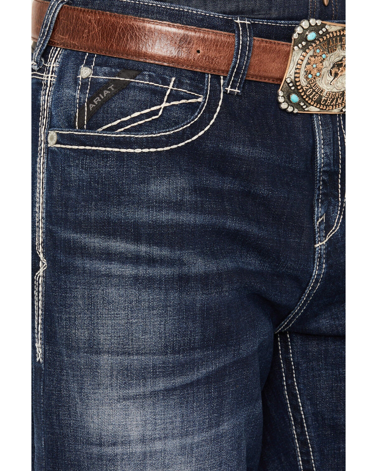 Image #2 - Ariat Men's Hugo Hansen Dark Wash Baggy Straight Stretch Denim Jeans, Dark Wash, hi-res