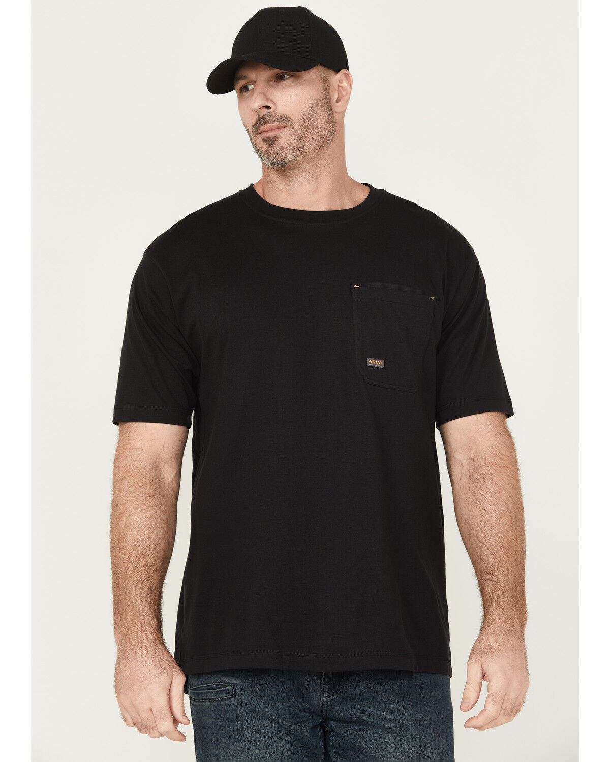 Image #2 - Ariat Men's Rebar Workman Brickyard Short Sleeve Pocket Work T-Shirt, Black, hi-res