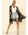 Image #3 - Angie Women's Black Floral Border Print Kimono , , hi-res