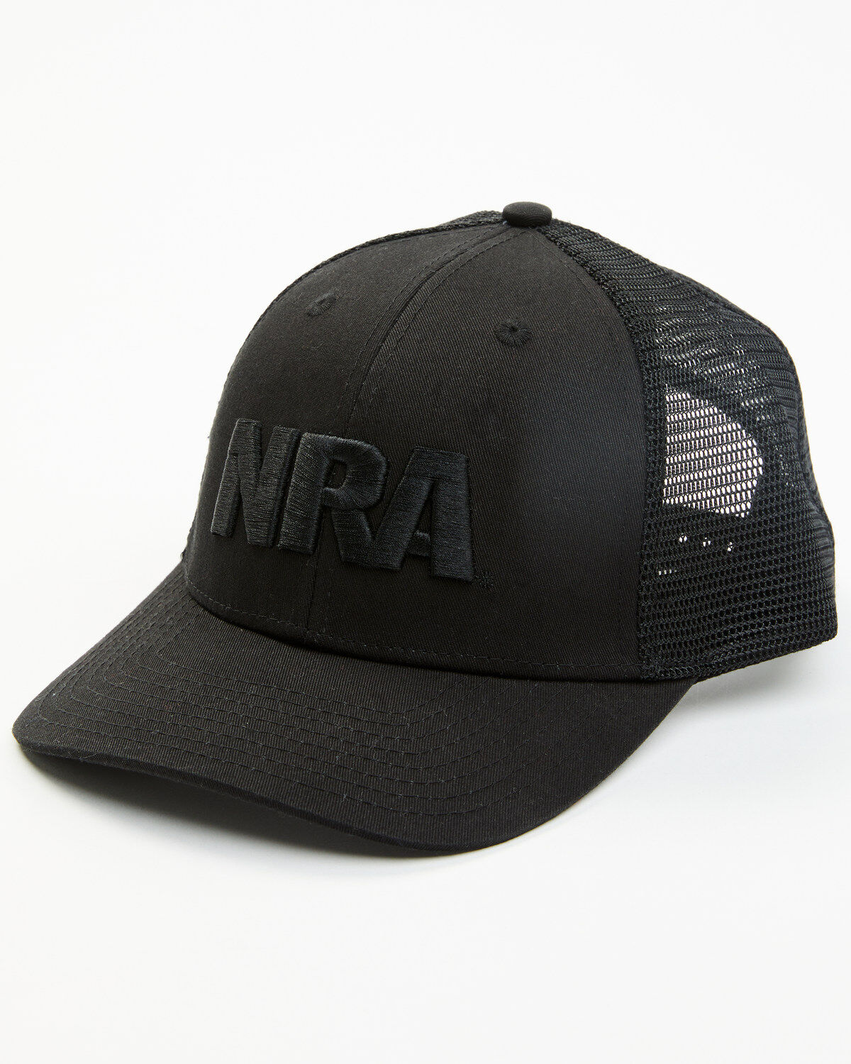 Image #1 - NRA Men's Applique Logo Embroidered Trucker Cap, Black, hi-res