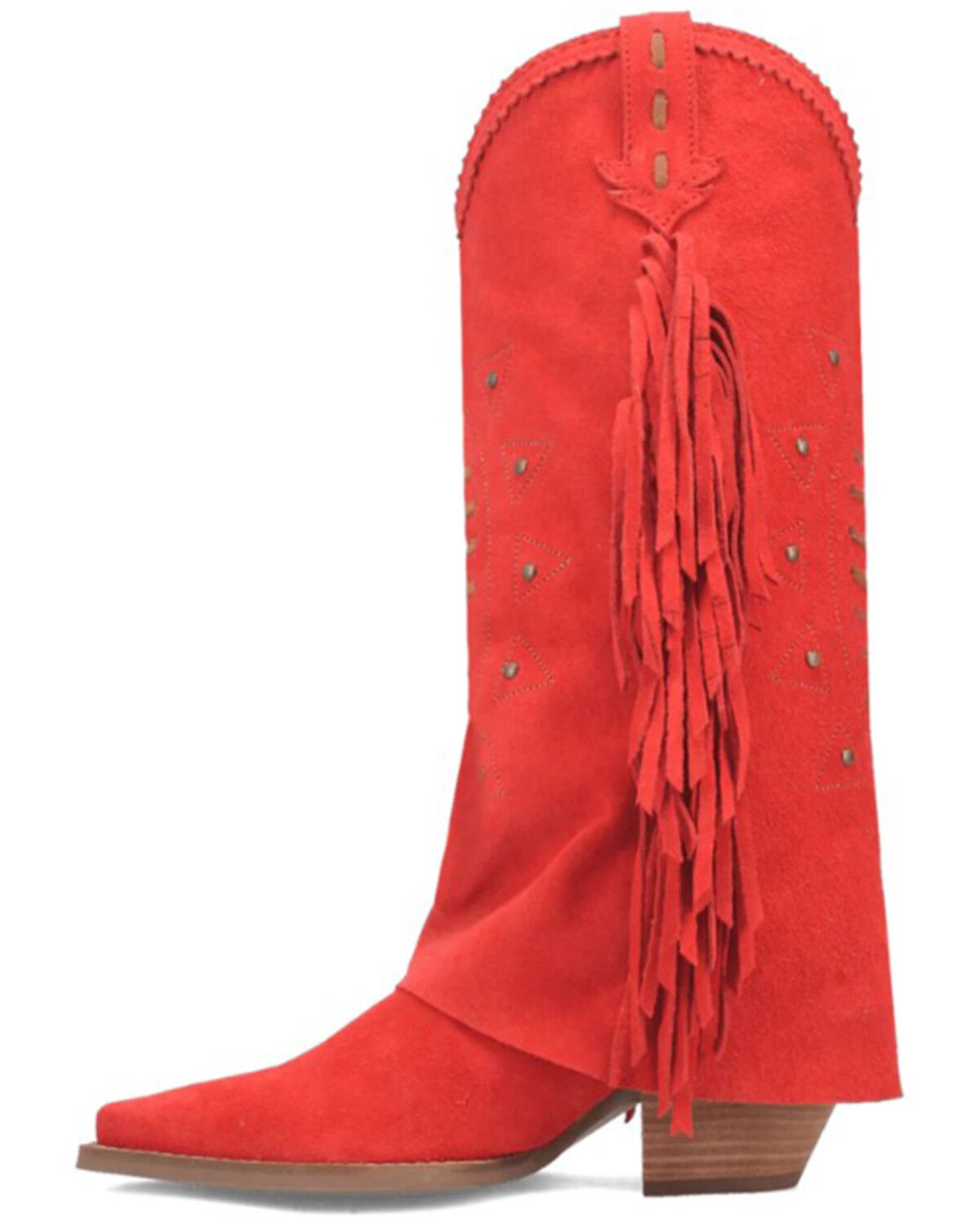 Image #3 - Dingo Women's Spirit Trail Fringe Tall Western Boots - Snip Toe, Red, hi-res