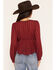 Image #4 - Wonderwest Women's Long Sleeve Bow Trim Top, Dark Red, hi-res