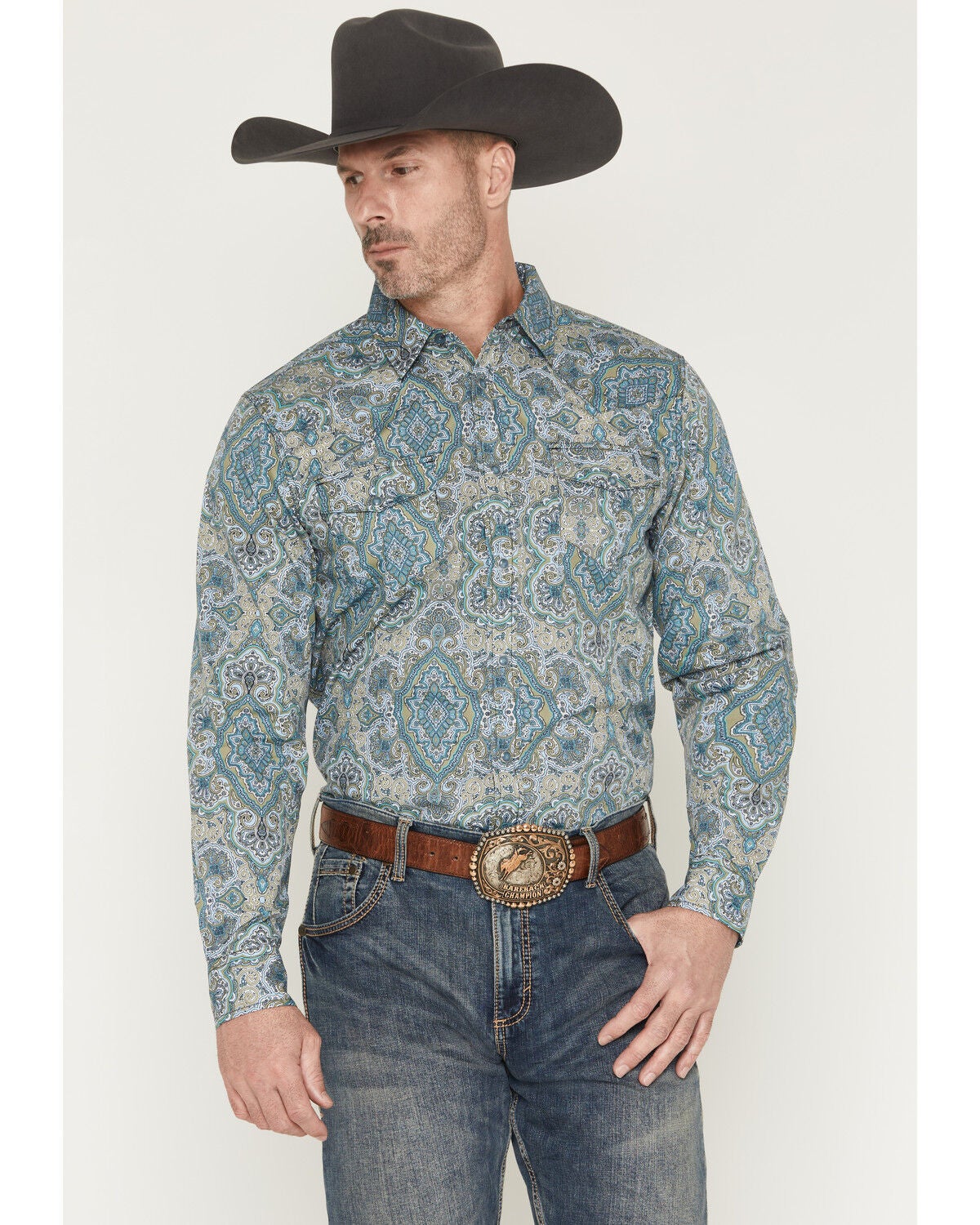 Gibson Trading Co Men's Throwback Paisley Print Long Sleeve Western Shirt - Big, Multi, hi-res