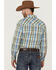 Resistol Men's Hampton Plaid Print Long Sleeve Button Down Western Shirt , Light Green, hi-res
