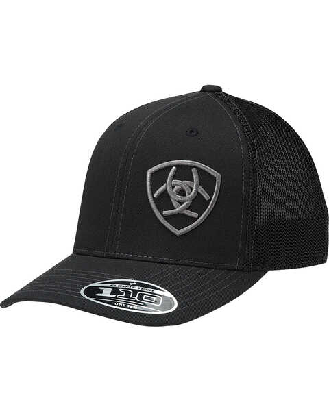 Ariat Men's Offset Shield Baseball Cap , Black, hi-res