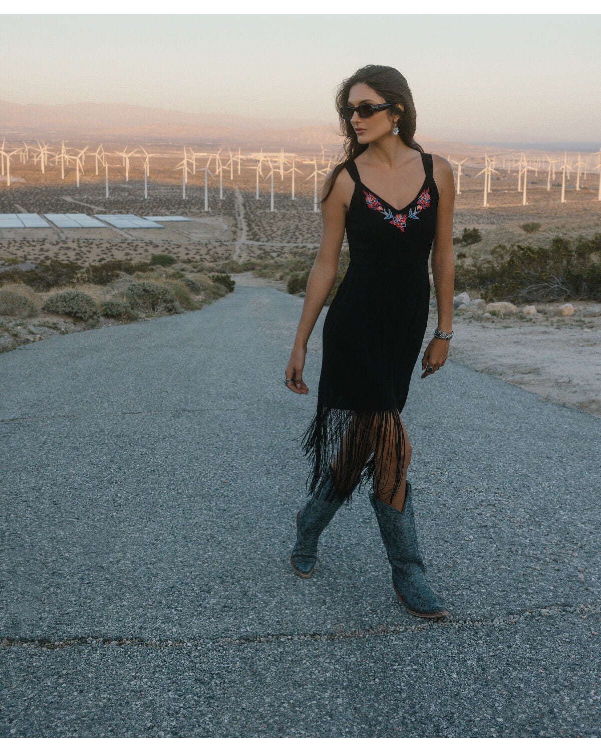 Idyllwind Women's Embroidered Fringe Dress, Black, hi-res