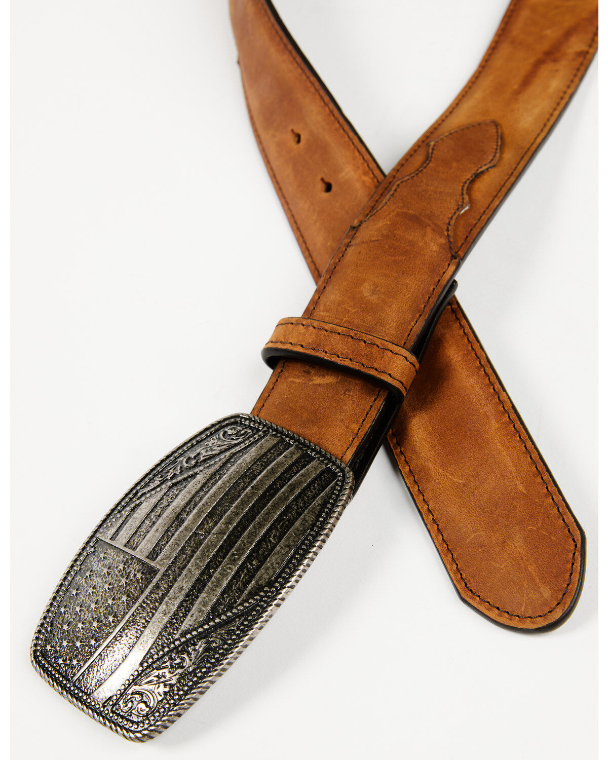 Image #2 - Cody James Men's American Flag Buckle Belt, Brown, hi-res