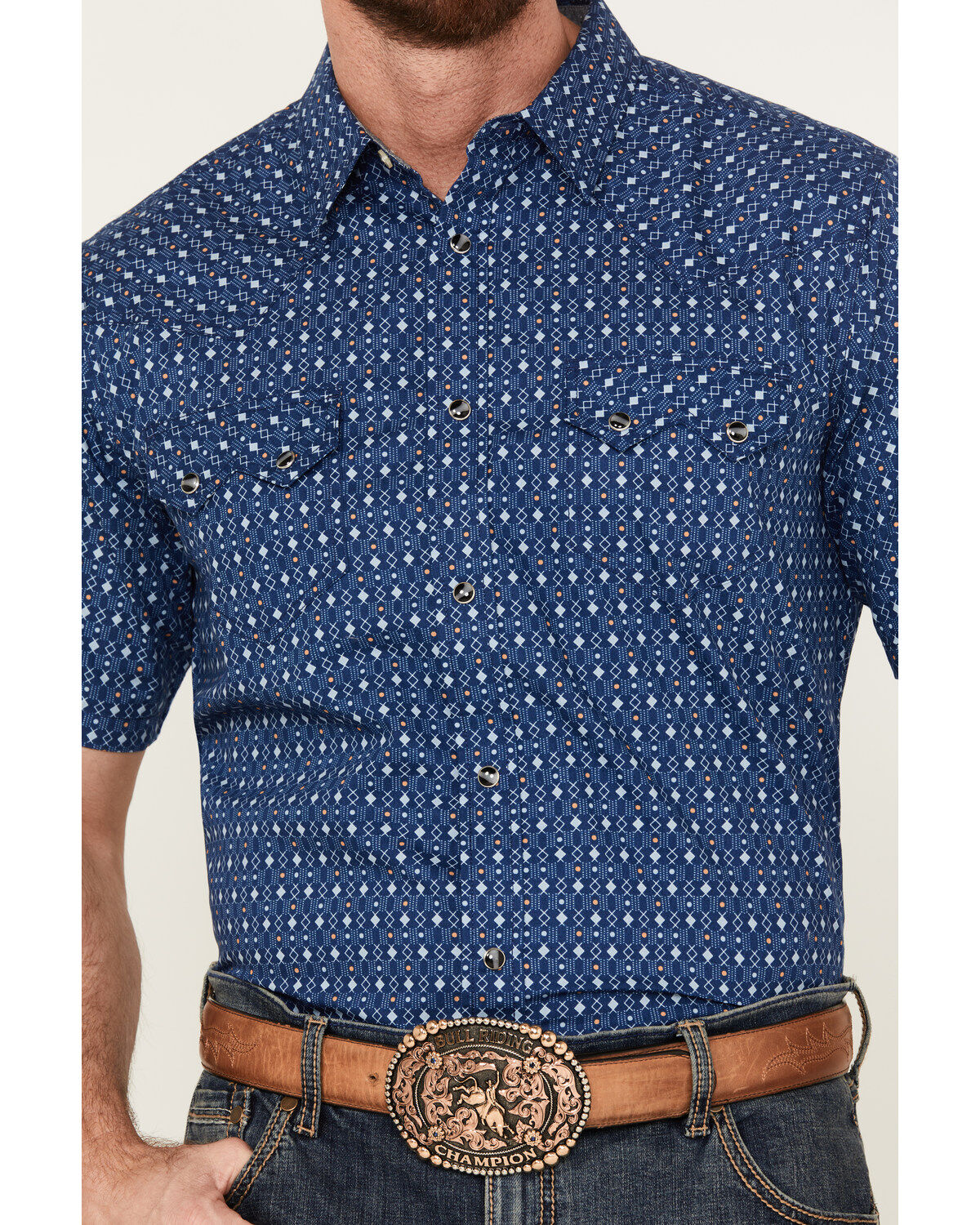 Image #3 - Cody James Men's El Paso Geo Print Short Sleeve Snap Western Shirt, , hi-res