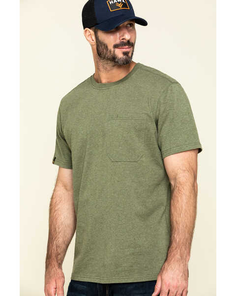 Image #3 - Hawx Men's Olive Solid Pocket Short Sleeve Work T-Shirt - Big , Olive, hi-res