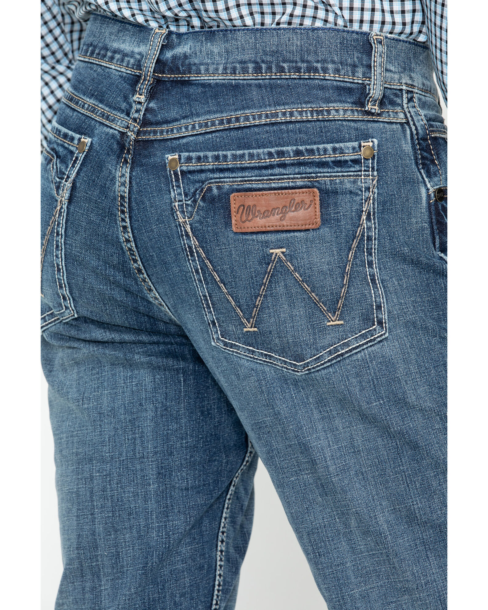 Image #5 - Wrangler Retro Men's Layton Medium Wash Low Rise Slim Bootcut Jeans - Tall, Indigo, hi-res