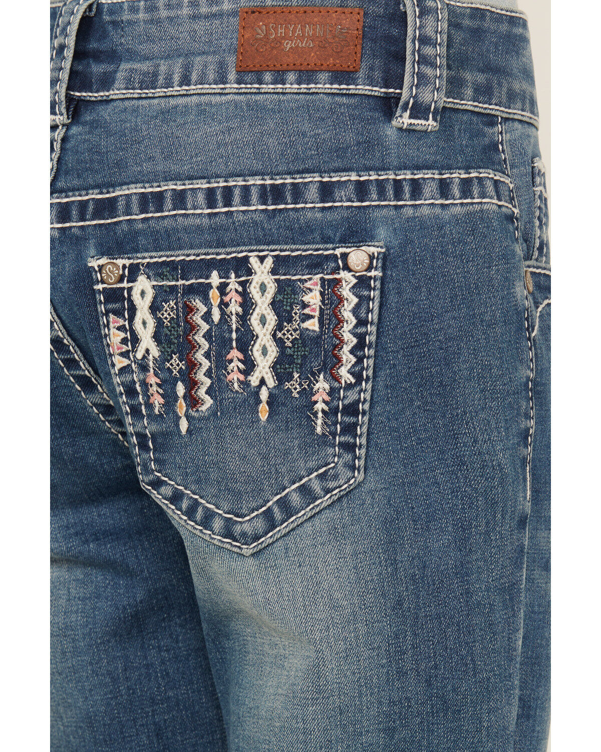 Image #4 - Shyanne Girls' Zig Zag Vertical Pocket Stretch Bootcut Jeans - Big, , hi-res