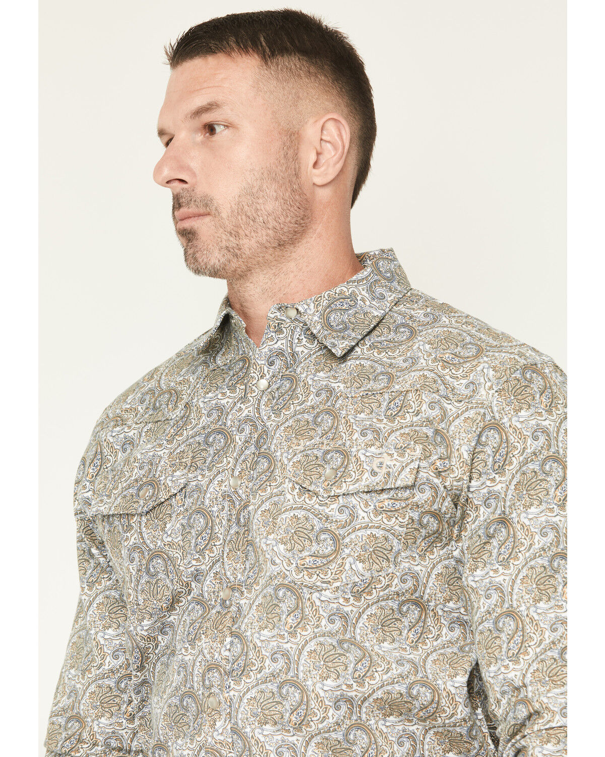 Image #3 - Cody James Men's FR Paisley Print Long Sleeve Snap Work Shirt, Tan, hi-res