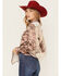 Scully Women's Satin Paisley Print Long Sleeve Fringe Western Shirt , Brown, hi-res