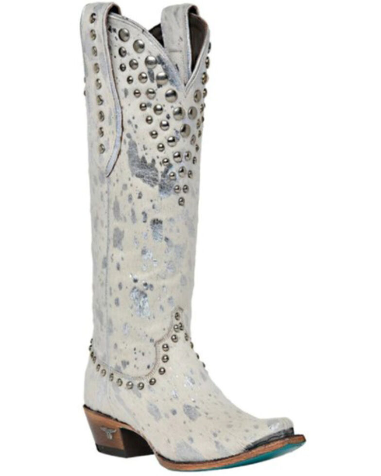 Lane Women's Wild Hair Ivory Leather Western Boots - Snip Toe, Ivory, hi-res