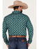 Image #4 - Cody James Men's Tavern Geo Print Long Sleeve Snap Western Shirt, Dark Green, hi-res