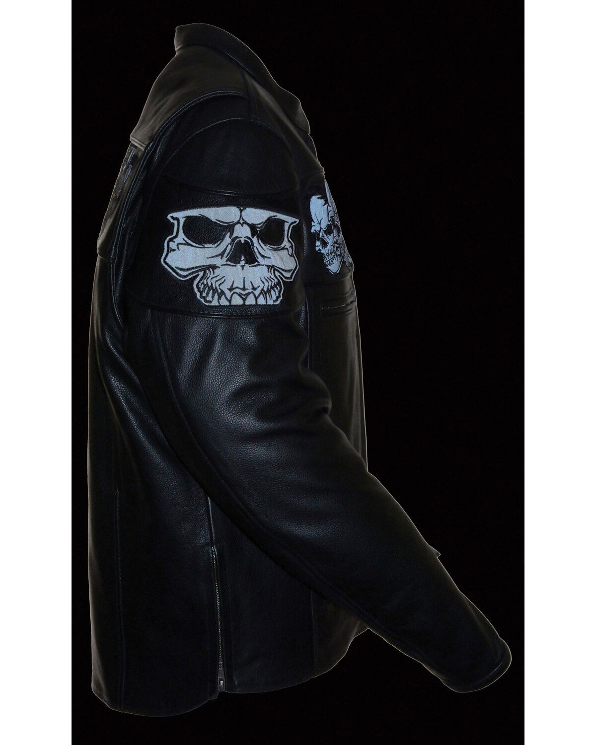 Image #4 - Milwaukee Leather Men's Reflective Skull Crossover Scooter Jacket - 5X, Black, hi-res