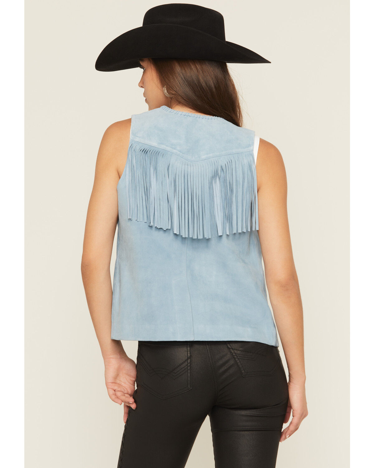 Image #4 - Idyllwind Women's Mavert Suede Fringe Vest, Light Blue, hi-res