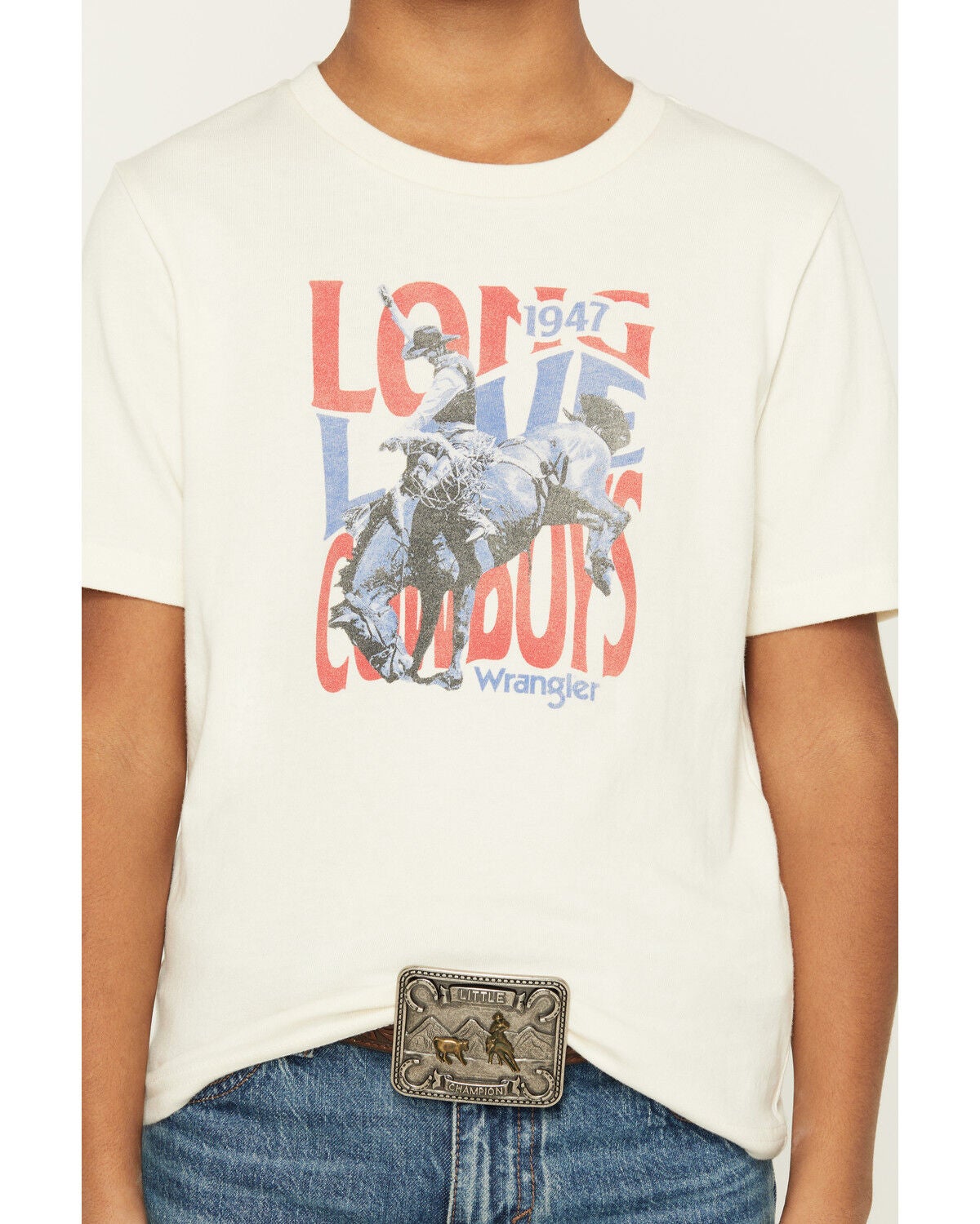 Image #3 - Wrangler Boys' Long Live Cowboys Short Sleeve Graphic T-Shirt, White, hi-res