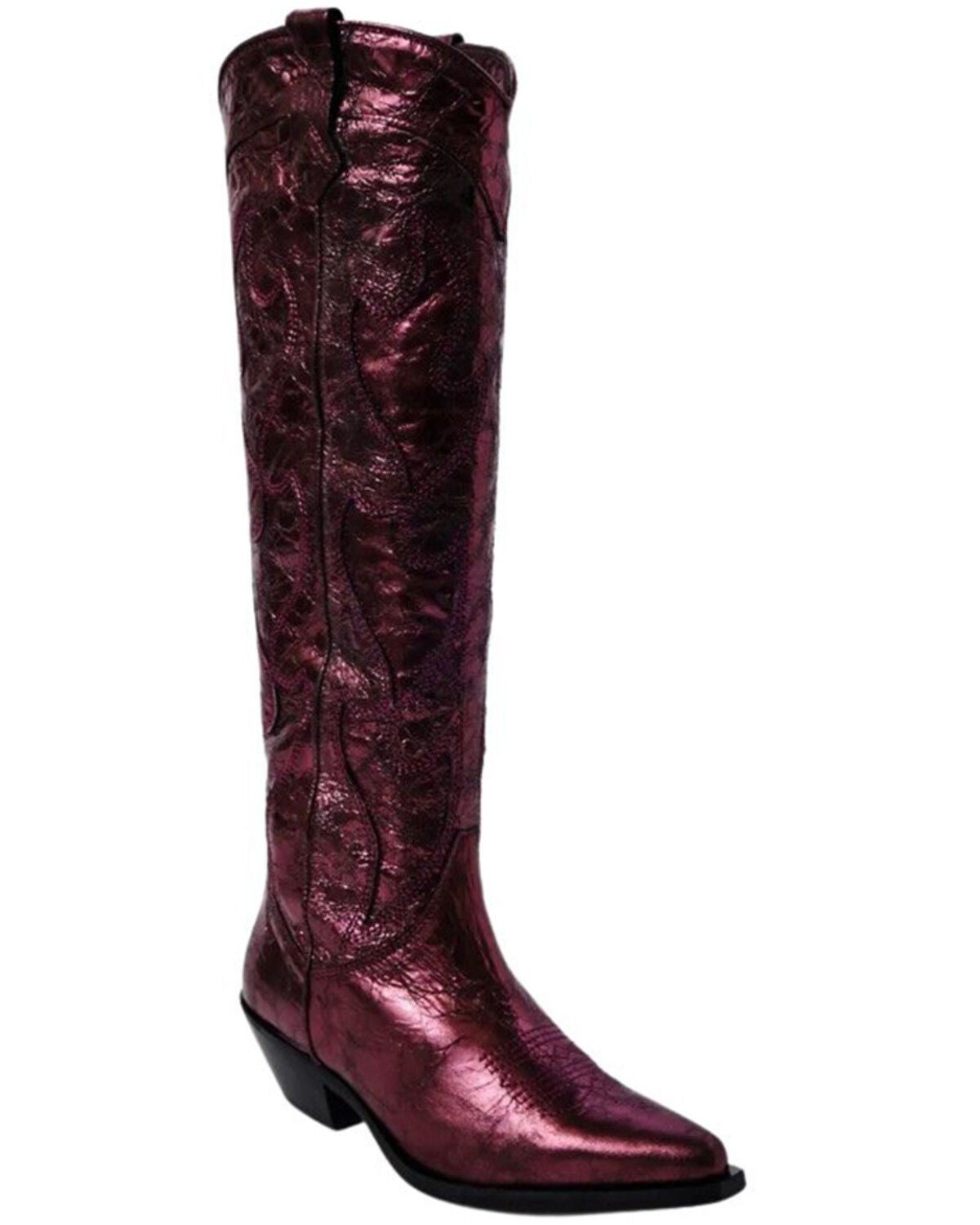 Free People Women's Moody Metallic Tall Western Boots - Snip Toe, Purple, hi-res